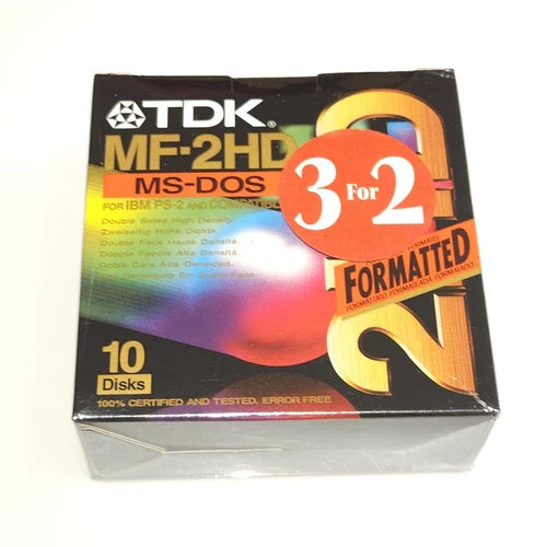 TDK 3.5" 1.44mb Floppy Disk  MF-2HD MS-DOS, IBM PS-2 and COMPATIBLES 10pcs.
