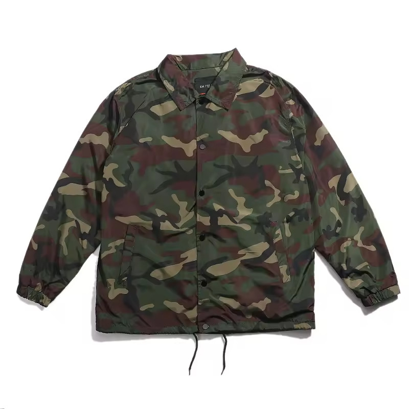 Men's Lightweight Water Resistant Button Up Windbreaker Coach Jacket thumbnail 4