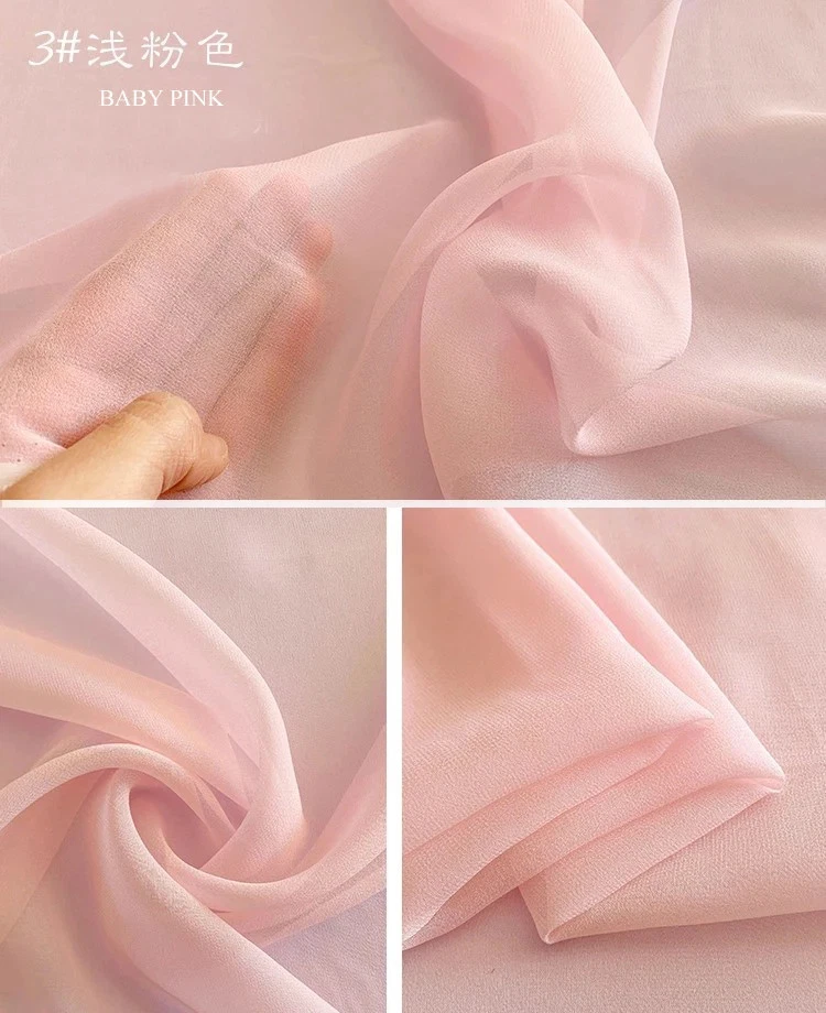 55'' Wide By Yard Solid Colors Mulberry Silk Georgette Chiffon Sheer Fabrics - Image 3 of 4