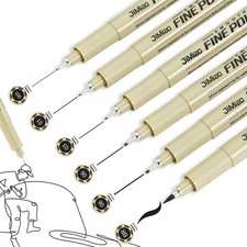 Micro Fineliner Pens 6 Pack Black Fineliners Multiliner Pen Fine Line