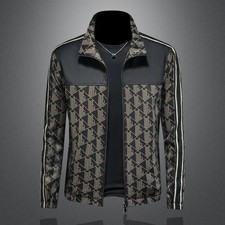 Men Luxury Fashion Trend Bomber Streetwear Long Sleeve Zipper Casual Jacket Coat