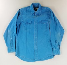 Wrangler Shirt Button Up Faded Sky Blue Twill Mens 16-35 L