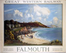 Falmouth Cornwall (old GWR ad.) fridge magnet   (se)
