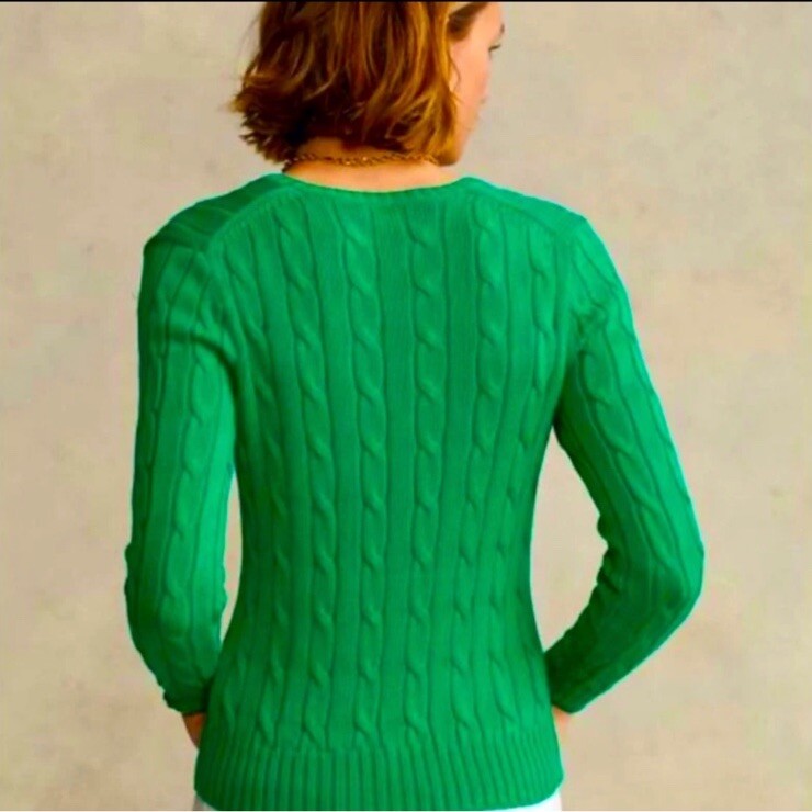 売れ筋商品|||ラルフローレン ニット&セーター アウター レディース Women's Cable-Knit Cotton V-Neck Sweater Preppy Green RALPH LAUREN Preppy Green Cable Knit V-Neck Sweater Pink