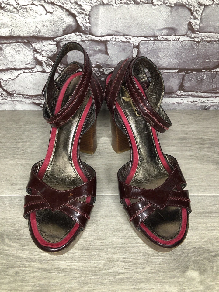 7 Семь для всего человечества фиолетовый патент платформе сандалии каблуки женщин 37EU/6,5 М США - Изображение 2 из 4