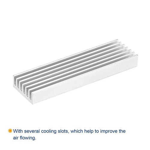 4 Stück Wärmeableitung Kühler Aluminium Kühlkörper 50x14x6mm für CPU Silber Ton - Picture 4 of 5