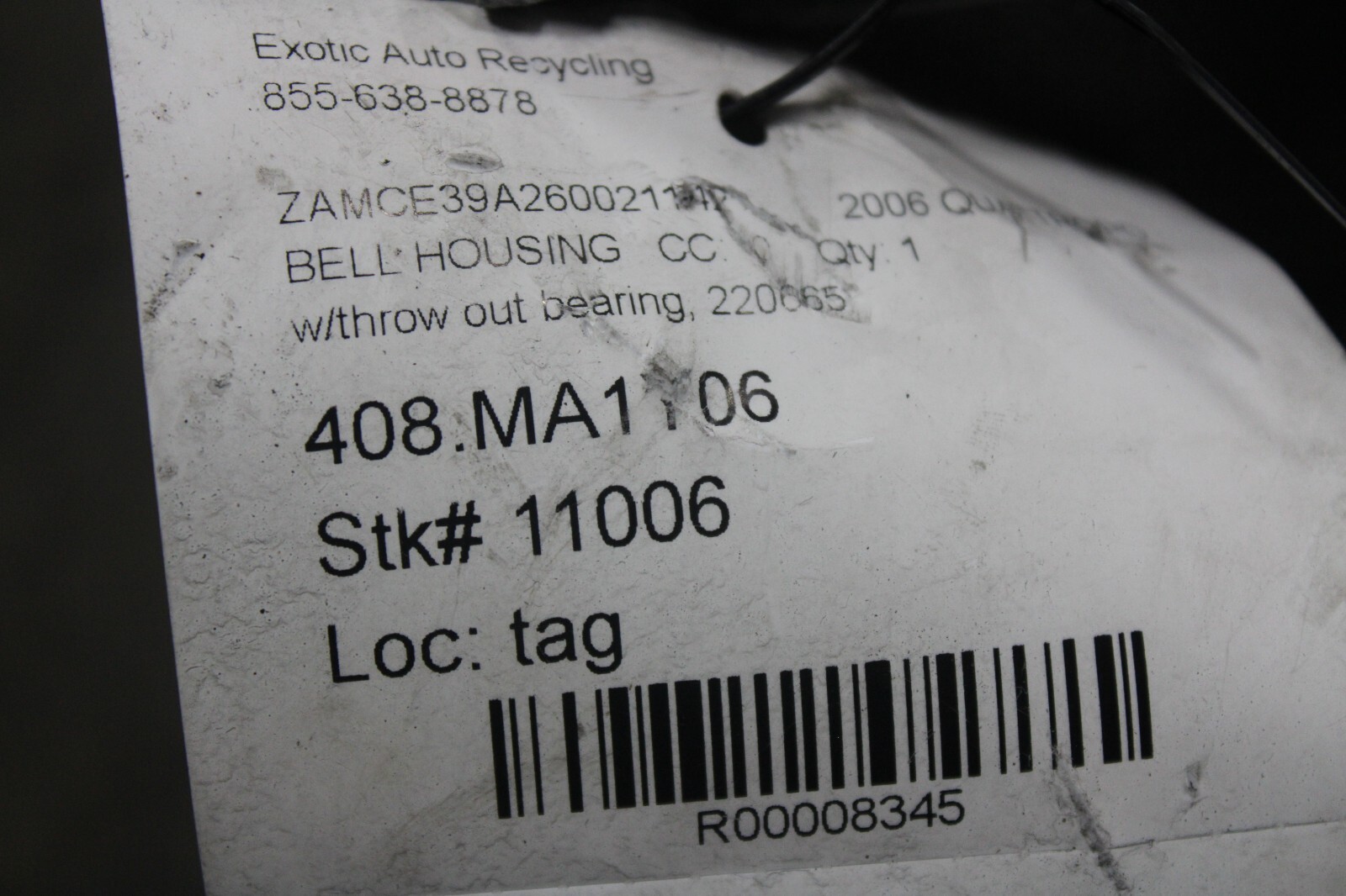 Maserati Quattroporte, Clutch Housing With Thrust Bearing, Used, P/N 220665