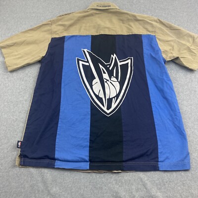 Dallas Mavericks Shirt Men Extra Large Short Sleeve Button Up Pockets Tan Cotton