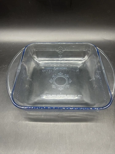 Vtg Anchor Hocking Sapphire Blue 2 Qt Brownie Pan 8.6" Square Glass Baking Dish