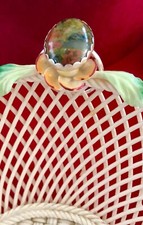 Beautiful jasper and sterling ring - size 6.