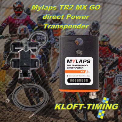 Mylaps TR2 MX Transponder direct Power, GO (kein Abo) inkl. 12V Kabel