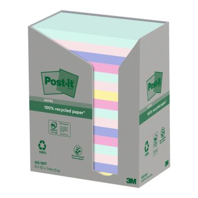 Post-it  655-1RPTN  Post-it Haftnotizen Recycling Notes, 127 x 76 mm, farbig