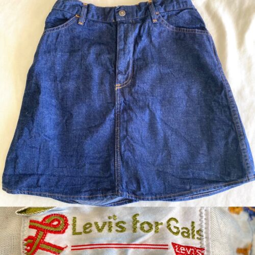 RARE Vintage 1960s "Levi’s For Gals" Jean Denim Mini Skirt BIG E White Tag 28"