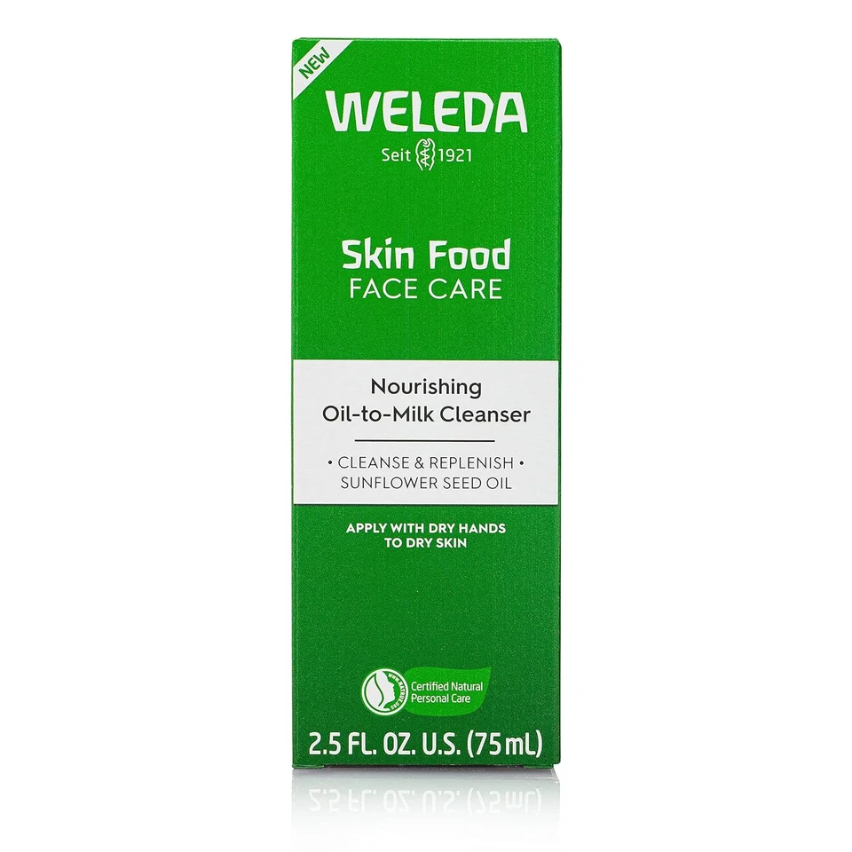 Limpiador nutritivo de aceite a leche Weleda Skin Food para el cuidado facial, 2,5 onzas líquidas, Foto 2 de 4
