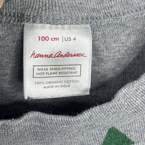 Hanna Andersson Pajamas Unisex Size 4 Two Piece Gray Christmas Tree Holiday - Picture 4 of 7