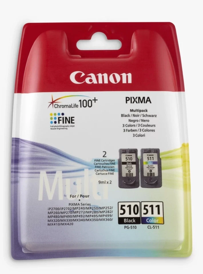 Canon PG-510 511 Cartouche Jet d'Encre Pritner pour Pixma - Noir Couleur - Photo 1/1