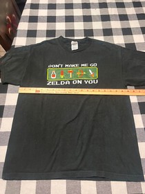 Vintage Legend of Zelda Don't Make Me Go Zelda On You Mens Medium Shirt NES