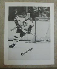 VINTAGE 1976-77 ED VAN IMPE 8 x 10 PRESS PHOTO w/FAX AUTO PITTSBURGH PENGUINS 