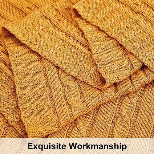 Cotton Cable Knit Bed Blanket Good Craftsmanship 20 Colors Throw Blanket - Picture 3 of 69