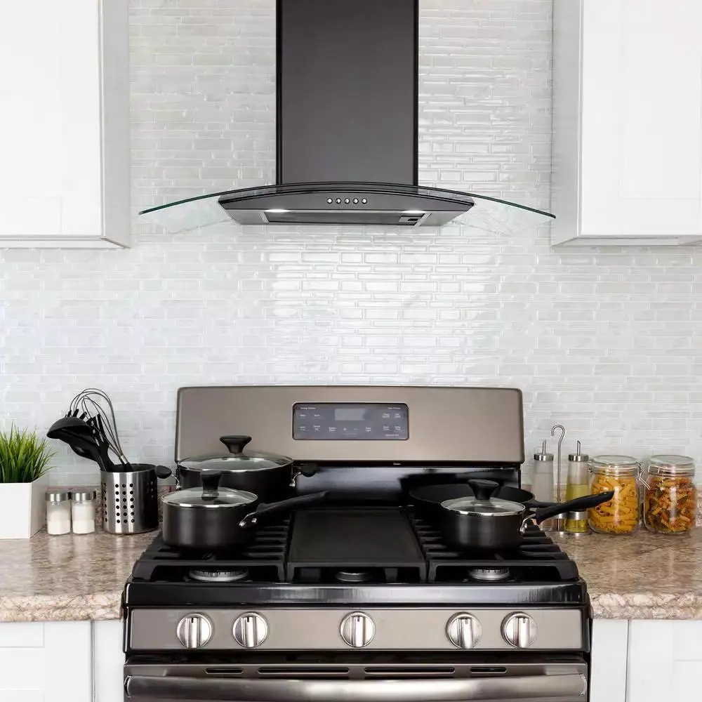 golden vantage wall mount range hood 30 in 217 cfm indoor black stainless steel