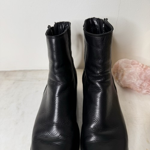 Frye Demi Zip Black Leather Ankle Boots Biker Moto Goth Size 7 Rocker Chic - Picture 5 of 11
