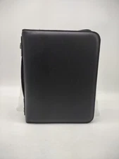 Vintage DAY-TIMER Black Leather Planner 3 Ring Binder Notebook Zip 9x11 Inches 
