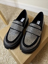 Steve Madden Trifecta Chunky Platform Sparkle Rhinestone Loafers size 6m