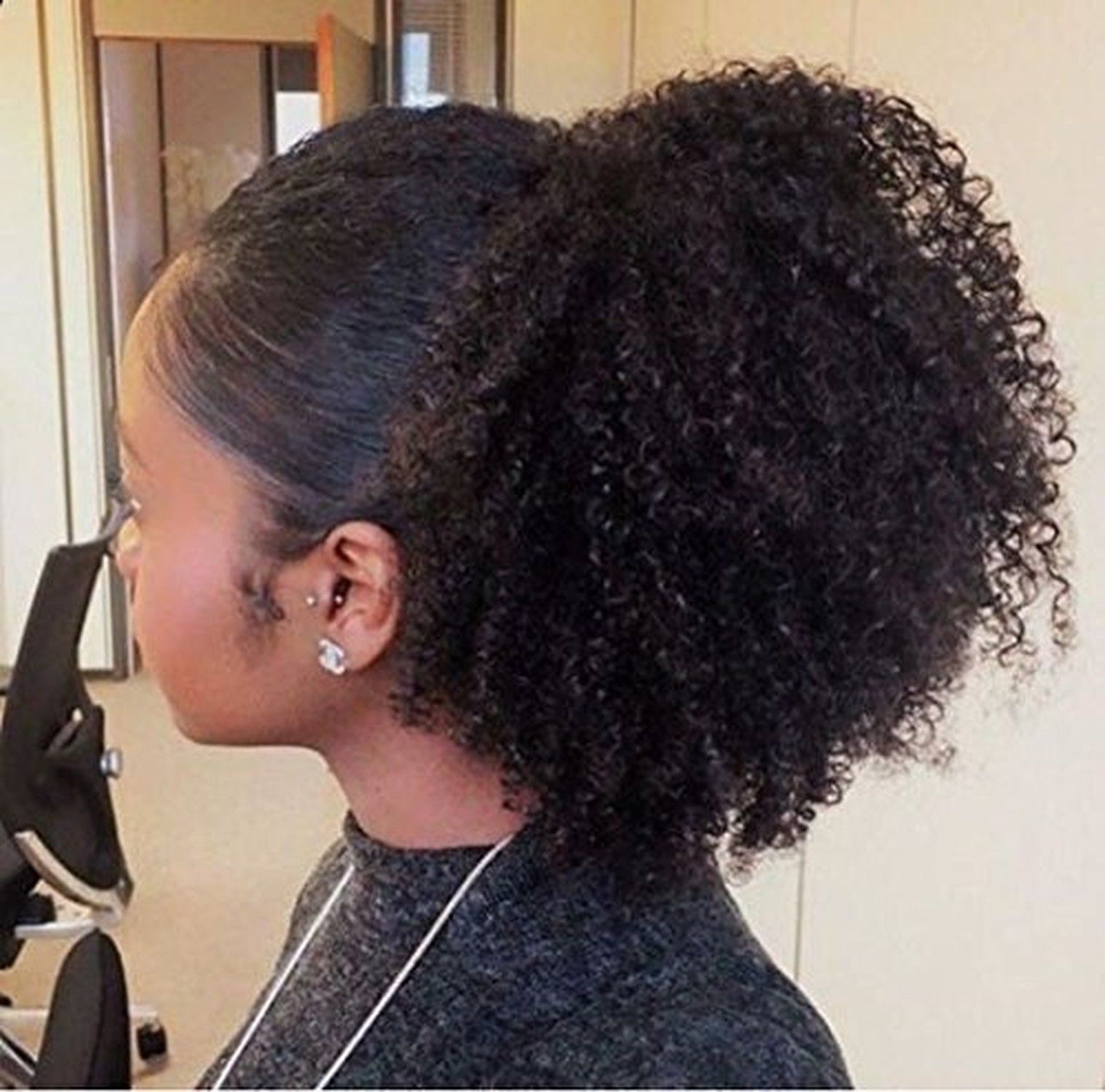 Afro Kinky Curly human hair ponytail extensions drawstring human hair Pony  tail | eBay