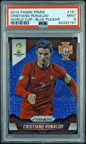 Cristiano Ronaldo 2014 Panini Prizm World Cup BLUE PULSAR #161 SSP - PSA 9 MINT