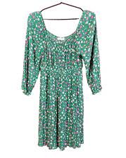 FIRST LOVE by Lovelyn Cottagecore Ditsy Floral 3/4 Sleeve Dress M Green & Pink