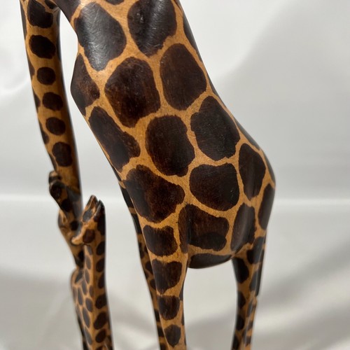 Vtg Wood Mother Child Giraffe Hand Carved Sculpture Zoo OOAK Kenya Africa n - Picture 4 of 11
