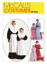 McCall's M7230 Pilgrim, Pioneer, Prairie COSTUME Pattern Adult  Kid UNCUT OOP