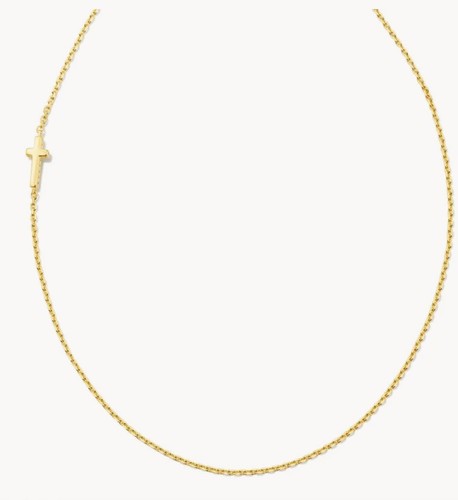 New Kendra Scott Davis Cross Charm Necklace in 18k Yellow Gold Vermeil - Picture 3 of 5