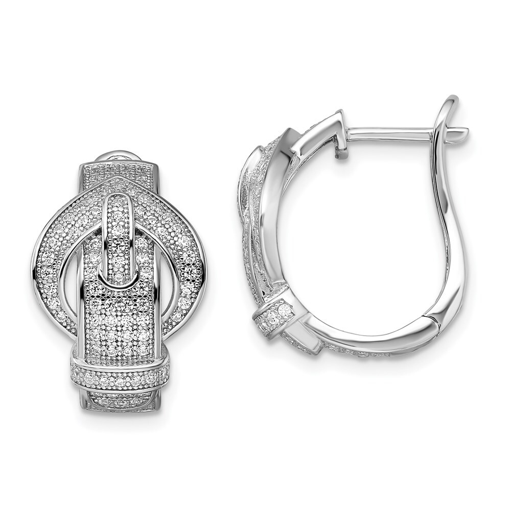 Sterling Silver CZ Buckle Hinged Drop Dangle Earrings 6.74g