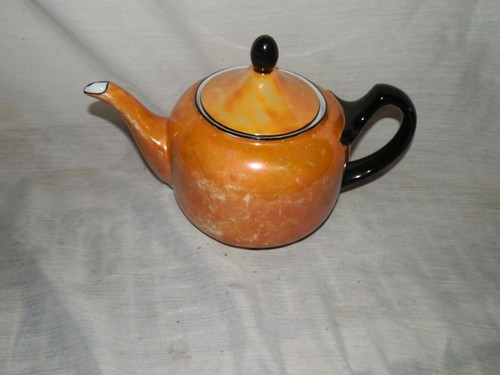 Vintage, Peach Lustreware & Black Trim, #32, Made In Germany, Teapot - Bild 5 von 5