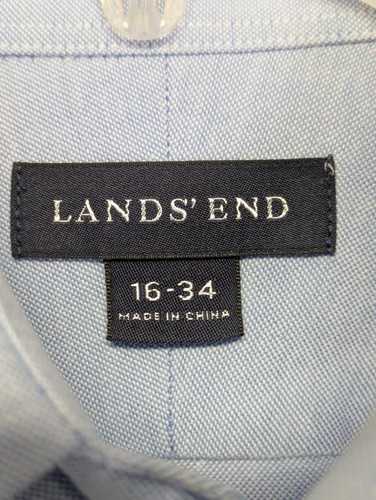 Lands End Herren bügelfrei Oxford Hemd klassisch blau 16 34 - Bild 3 von 8