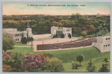San Antonio Texas~Birdseye~Open Air Theater~Brackenridge Park~Vintage Linen PC