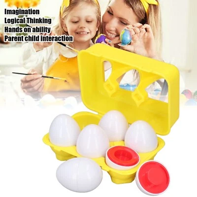 6x Egg Colour & Shape Sorter Kids Learning Educational Toy Sensory Baby Toys UK