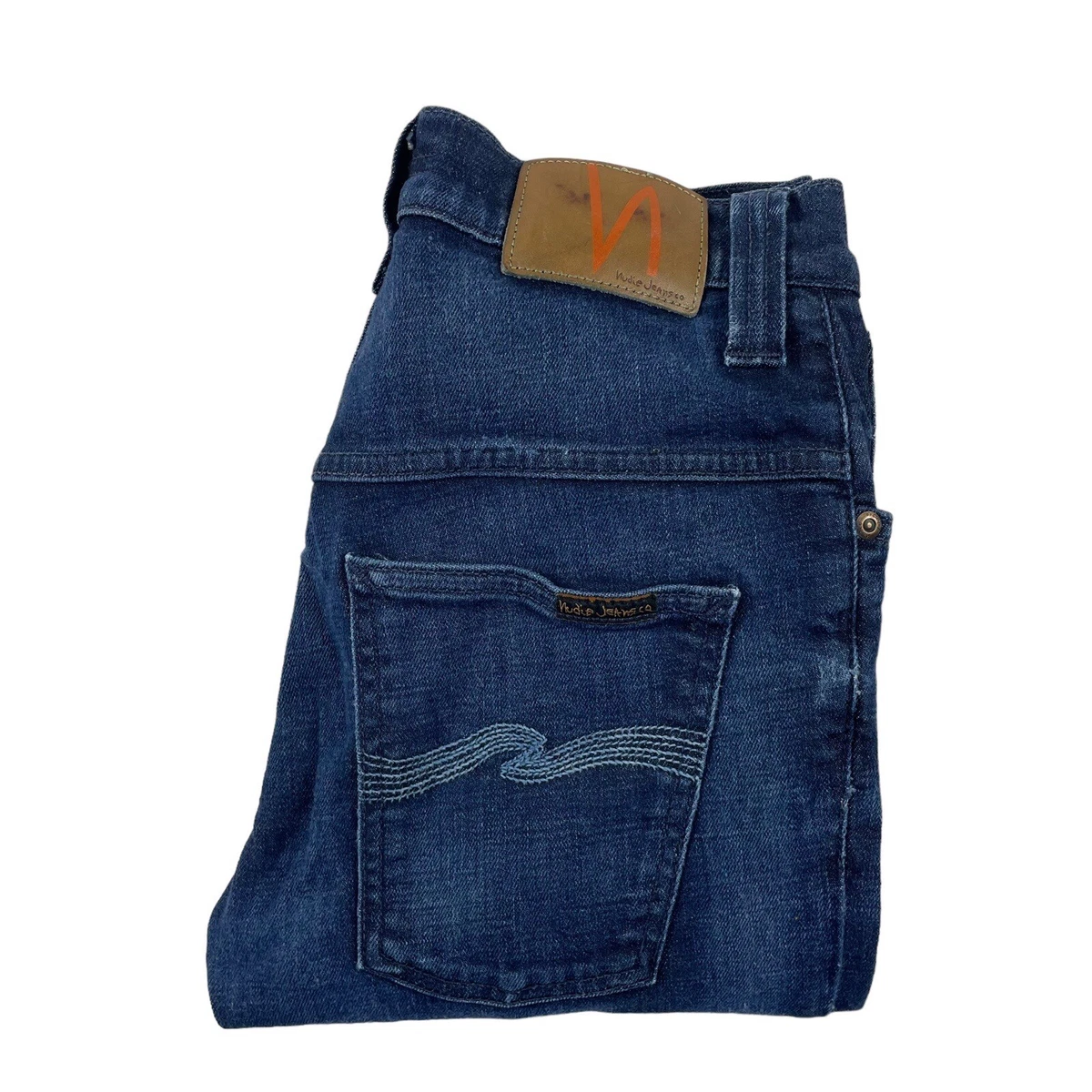 Jean Nudie Jeans Homme 32x28 - Modèle Eddie II Tsuyoshi Limited - Selvedge Distressed Bleu - Occasion Très Bon état