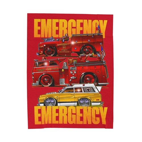 EMERGENCY Squad 51 Engine 51 Ambulance Velveteen Plush Blanket 3 Sizes - Picture 3 of 13