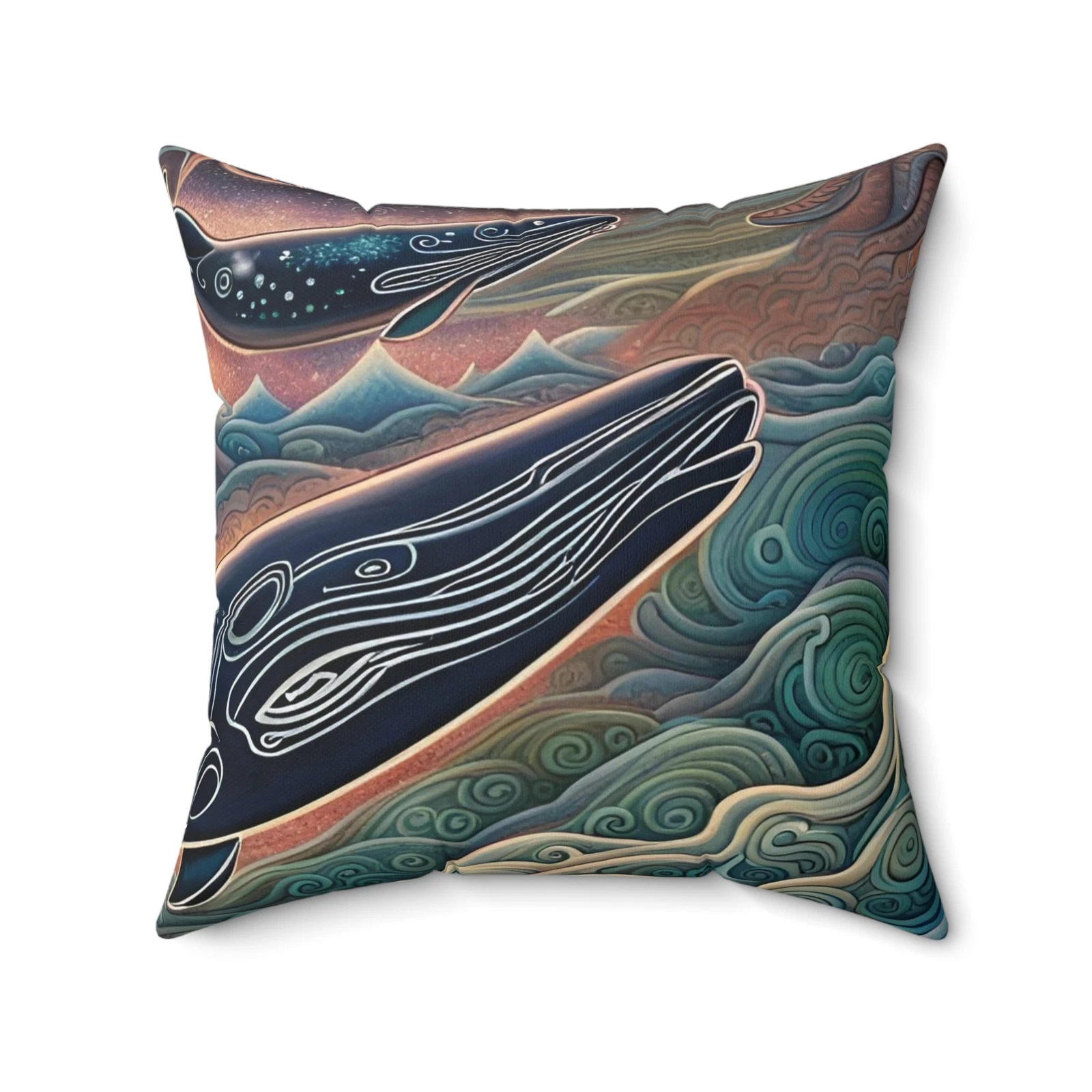 Throw Pillow - Stylized Black Whales