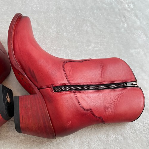 Mezcalero Westernstiefel Damen 9 rote Lederstiefeletten spitz zulaufend Made in Mexico - Bild 10 von 16
