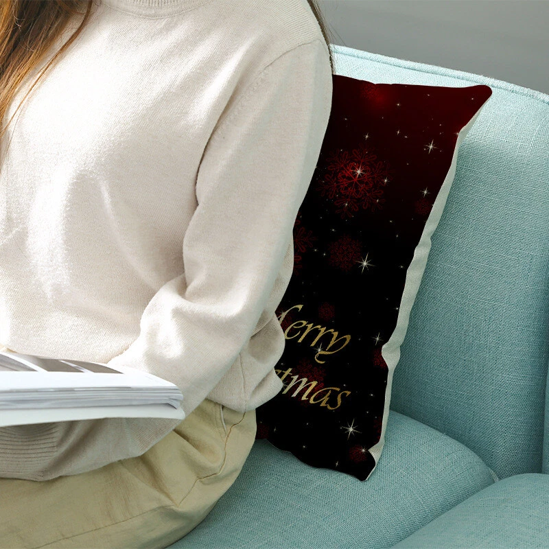 4X Christmas Pillow Case Cover Set Sofa Pillowcase Cushion Cover Home Decor - Image 2 of 4