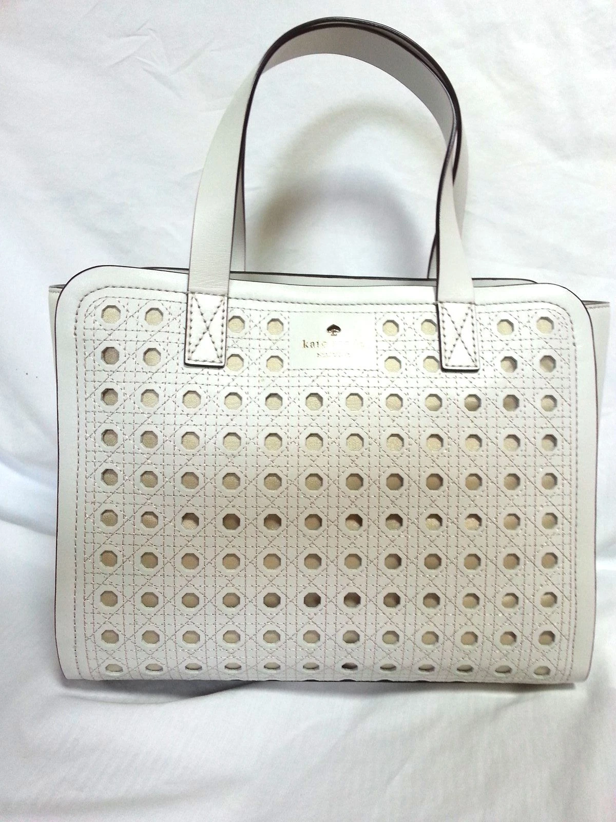 Borsa tote Kate Spade New York Patio Place Kimmie in pelle bianca fresca nuova con etichette prezzo consigliato: $ 428