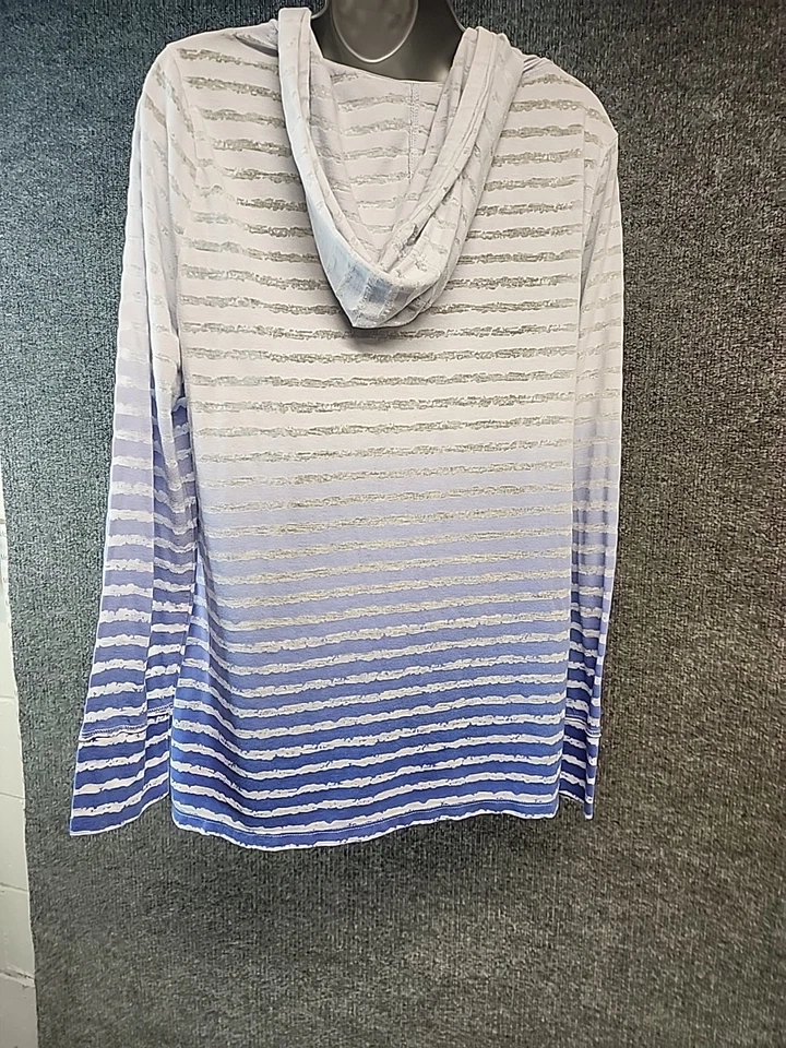 Top con capucha transparente de manga larga Ombre Performance azul blanco L de Calvin Klein para mujer Foto 4 de 4