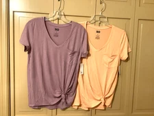 Kohl's SO  Lot of 2 Lightweight V-Neck  Short Sleeve Knot Front Tees Size Small