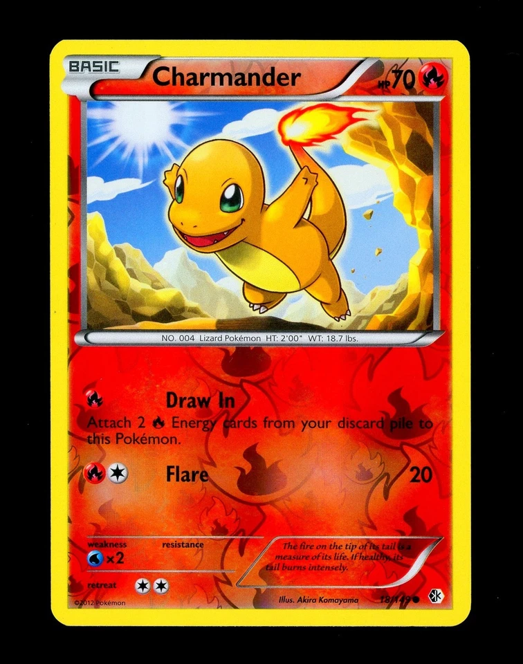 2012 Pokemon CHARMANDER Boundaries Crossed REVERSE HOLO Black White Card 18/149 - Image 2 of 3