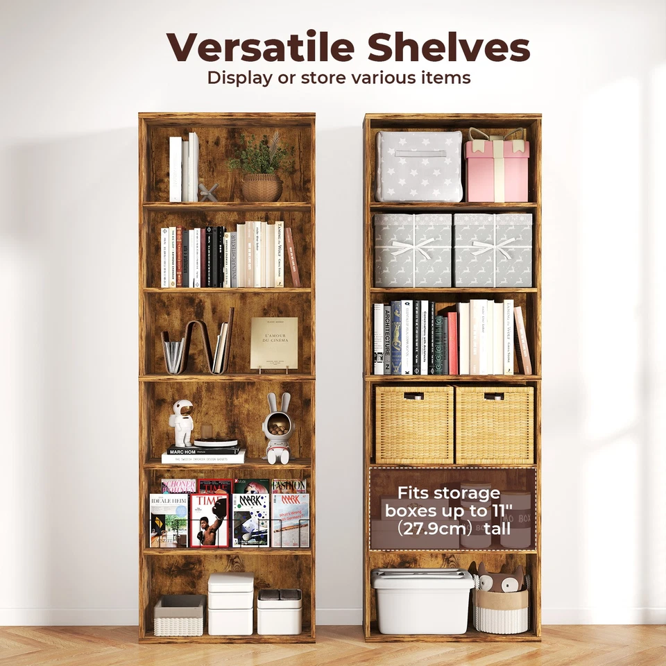 Levede 6 Tier Bookcase Shelving Storage Tall Adjustable Bookshelf Organizer Unit - image 3 of 4