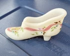 Vtg Fenton Art Satin Glass Hand Painted Signed Slipper
