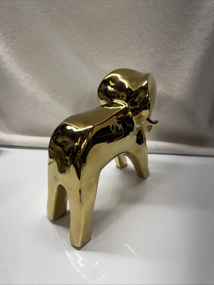 Chrome Gold Color Ceramic Elephant 8” Tall Figurine – Modern Home Décor Accent - Image 3 of 4